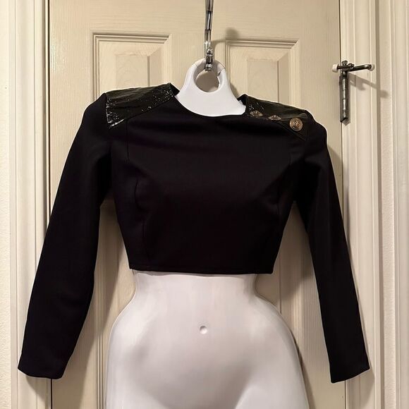 Brand New Versus Versace Black crop Top with Classic gold lion buttons - Picture 1 of 10